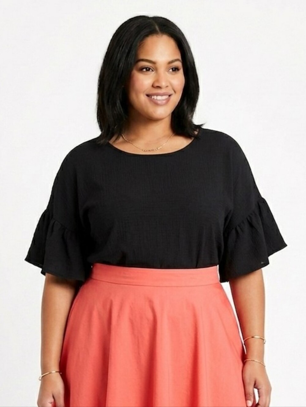 L/XL Black bell sleeve blouse
